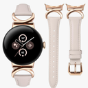 Minyee Leather Bands Compatible with Google Pixel Watch 3 41mm/Pixel Watch 2/Pixel Watch 1 Band Women, Slim Thin Dressy Designer Premium Leather Strap with C-Shape Metal Buckle for Pixel 2 Smartwatch
