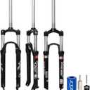 Exceedhub 27.5 Inch MTB Suspension Fork, Travel 120mm, 28.6mm Straight Tube QR 9mm, 100mm Spacing Hub, Crown Lockout Aluminum Alloy Shock Absorber XC Mountain Bike Front Fork