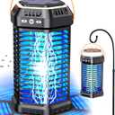 Solar Bug Zapper Outdoor Ultra-Strong Fly & Mosquito Zapper, Solar-Powered Rechargeable Bug Zapper, Portable Cordless Insect Zapper, Foldable Adjustable Outdoor Light, IP66 Waterproof (Black)