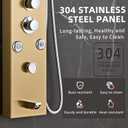 LED 5-in-1 Shower Panel Tower System,Brushed Gold | 304 Stainless Steel Shower Panel Tower Column with Powerful Body Jets, Rainfall, Waterfall,Handheld and Tub Spout