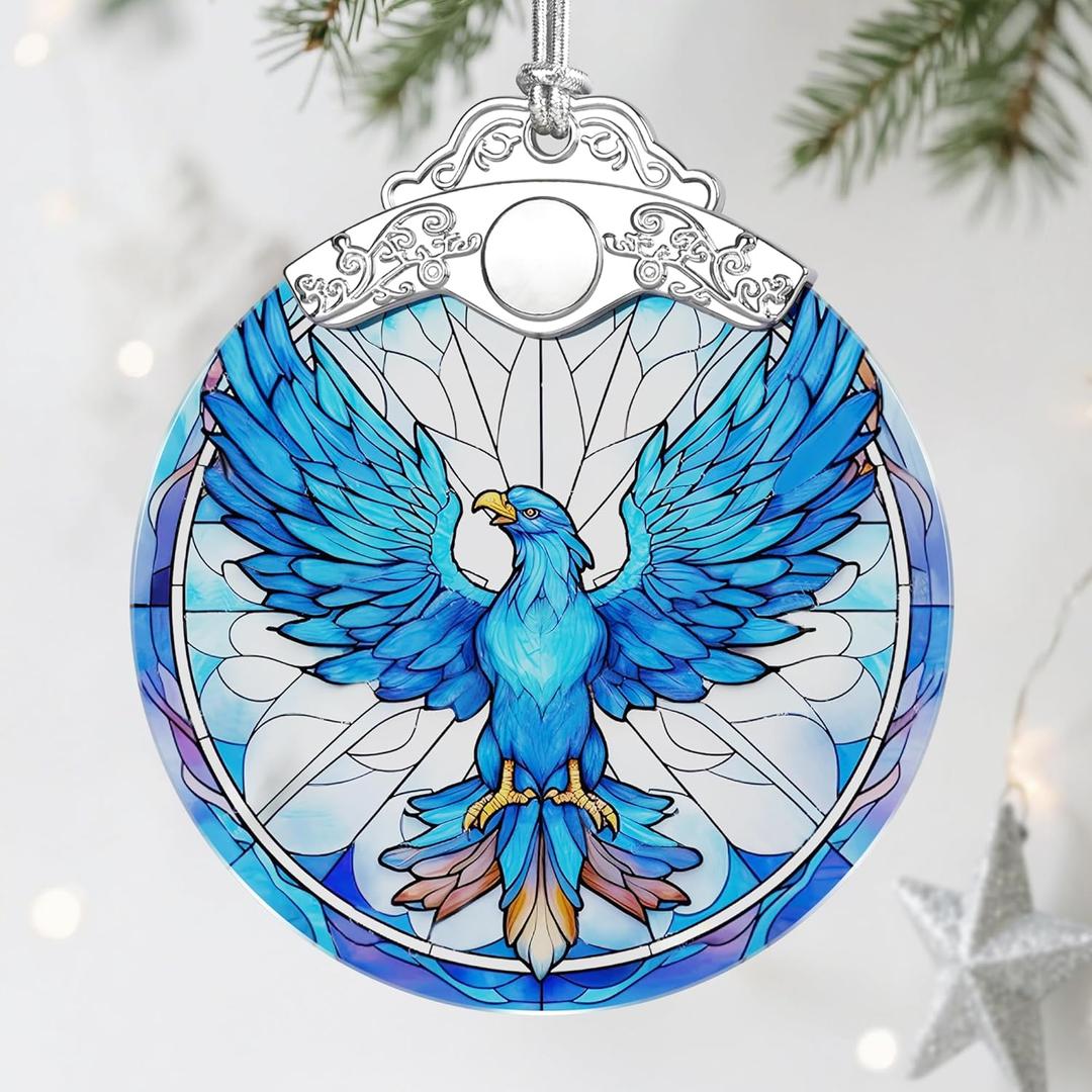 2 x Phoenix Ornament, Stained Glass Christmas Decorations, Christmas Ornaments for Tree, Holiday Ornament, Holiday Party Gifts, Gift Ideas & Xmas Gifts