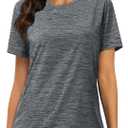 MAGCOMSEN Sports Shirts Women Athletic Short Sleeve Breathable Running Golf Sports T-Shirt Loose Fit Tops Dark Grey, XL