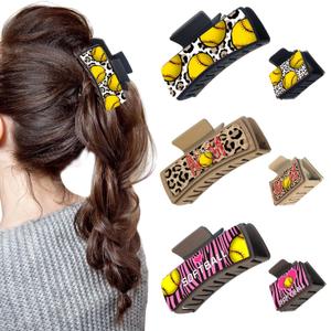 3 x 6 Pcs Softball Hair Claw Clips, Softball Gifts for Team Rectangle Claw Clip Non-slip Baseball Hair Clip Cute Sports Hair Accessories for Women Thick & Thin Hair
