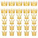 25 Pcs Gold Crown Cake Toppers, Mini Crowns for Flower Bouquets, Birthday, Cake, Wedding, Baby Shower, Party Decorations, 3 Styles with Rhinestone Pearl and Alloy Designs