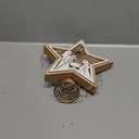 Christmas Star Tree Topper, Wooden 3D Star Glittered Hollow Plug-in Christmas Tree Topper Decoration with LED Light & 6-Hour Timer Function for Indoor Office Holiday Xmas 7.87" x 8.86" (White)