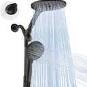 MakeFit Dual Handheld Shower Head Combo, 2-in-1 Rain Shower Heads System 8 Inch Rainfall Shower Head and 10 Modes High Pressure Hand Held Showerhead with Built-in Power Wash (Black)