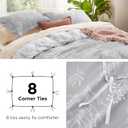 Bedsure Duvet Cover Full Size - Reversible Grey Full Duvet Cover Set with Zipper Closure, 3 Pieces Cute Floral Botanical Pattern Bedding Set with 8 Corner Ties and 2 Pillow Shams