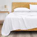 Royale Linens 300 Thread Count 100% Long Staple Combed Cotton Flat Sheet - Super Soft - Top Sheets - Queen Flat Sheet Sold Separately - Breathable, Cool & Crisp Percale Sheets Only (Queen, White)