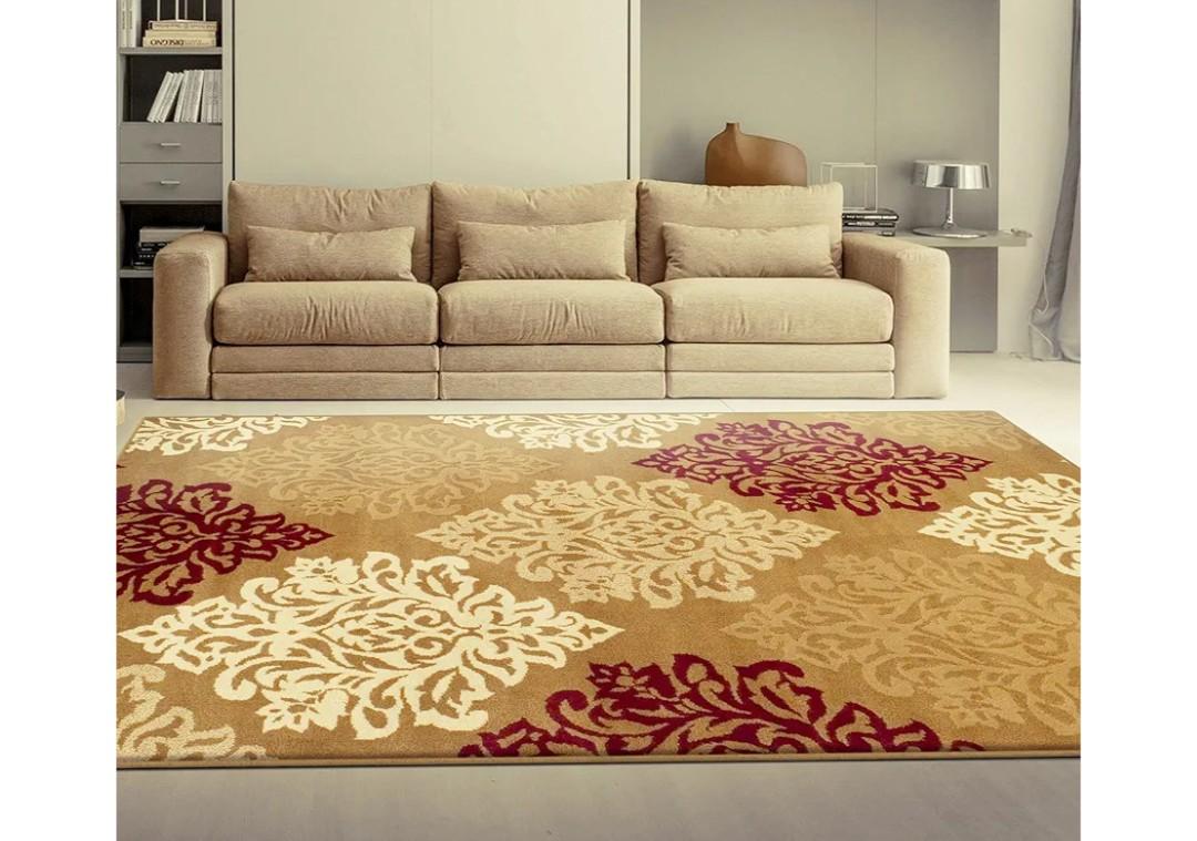 Superior Indoor Large Area Rug with Jute Backing, Modern Floral Damask, Floor Decor for Living/Dining Room, Bedroom, Farmhouse, Kitchen, Entryway, Office, Danvers Collection, 2'7" x 8', Brown