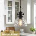 2-Pack Pendant Lights Kitchen Island, 7.5" Farmhouse Black Pendant Lighting with Hammered Glass Shade, Vintage Hanging Light Fixtures for Dining Room Entryway, AD-22151-1P2-BK-H