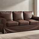 Ektorp 3 Seat Sofa Cover Replacement is Custom Made Slipcover for IKEA Ektorp Sofa Cover (New Brown PU Leather)