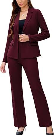 Le Suit Women's One Button Long Sleeve Jacket & Fly Front Slim Pant, USSize 4