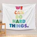OGILRE We Can Do Hard Things Inspirational Quotes Colorful Word Home Girls Bedroom Decorations Wall Art Hanging Tapestry, Inspirational Motivational Quotes Tapestries, 50x60 Inch