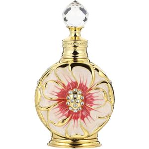 Healifty Creative Essential Oil Bottle 1.76 Inch Glass Refillable Perfume Container with Rose Design for Travel Cosmetic Storage and Home Decoration