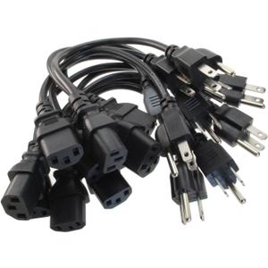 CablesOnline 12-Pack 1ft. Short 3-Conductor PC Power Cord, 18AWG NEMA 5-15P to IEC-60320-C13 Cable, PC-111-12