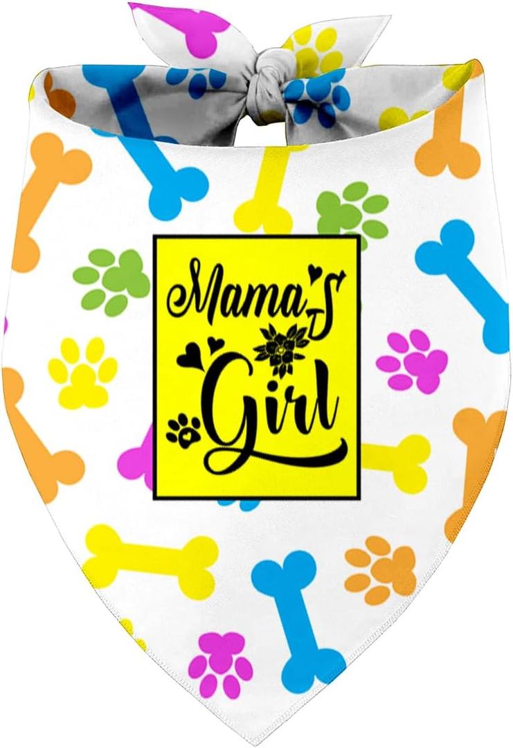 Mamas Girl Dog Bandana, Dog Mom's Girl Gift Dog Bandana, Pet Scarf Accessories, Printed Dog Bandanas Gift for Dog Lover Birthday or Christmas, for Small Medium Large Dogs(M9)
