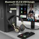 Wireless Headset with Mic for Work, Bluetooth V5.3 Headset with Mic (Noise Cancelling & Mute), Wireless Headphones with USB Dongle for 45H Work from Home/Office/PC/Call Center/Laptop/Teams/Zoom, Black Gold