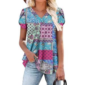 ONLYSHE Womens Tops Short Sleeve Tunics Blouse Spring Summer Casual V Neck Tshirts M