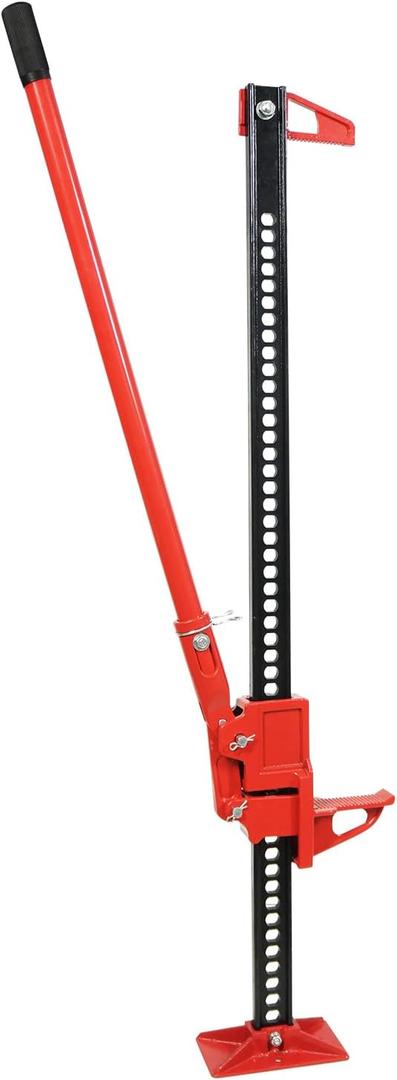 48" High Lift Farm Jack, 3 Ton Heavy Duty Utility High Lift Off-Road Jack, Ratcheting Bumper Lift Jack for Trucks, Tractors, SUVs, Jeeps, All-Terrain Vehicle Rescue & Farm Equipment Lifting, Red