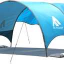 2026 Upgraded Beach Umbrella Canopy with UPF 50+ UV Protection Portable Beach Tent for Sun, 360 Ventilation, 4 Sandbags, Dual Pockets, Stakes & Ropes (90.5 * 59 * 53"+75 * 75" Sail)