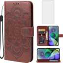 Case for Moto G54 5G Case, Motorola G54/Moto G64 5G XT2343-1 Wallet Case with Tempered Glass Screen Protector, Leather Flip Credit Card Holder Stand Phone Cover for Motorola Moto G54 5G Brown