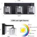 Dimmable LED Vanity Light, 3-Light Bathroom Light Fixtures over Mirror, 15.75"L x 7.48"W x 8.9"H