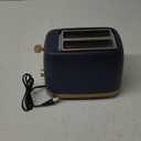 West Bend Timeless 2-Slice Toaster Bagel/Waffle/Defrost Settings, High-Lift Lever, Anti-Jam, Easy-Clean Crumb Tray, 2-Slice, Blue/Gold