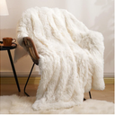PHF Luxury Fuzzy Faux Fur Throw Blanket, Soft Shaggy Plush Comfy Blanket, Warm Thick Fluffy Blanket for Couch, Bed, Chair, Sofa, Furry Elegant Throw for Home Decor, Cream, 50" x 60"