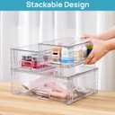 Vtopmart 3 Pack Stackable Storage Drawers, Easily Assemble Acrylic Bathroom Undersink Organizers, Clear Plastic Storage Bins for Closet, Cabinet, Pantry, Medicine Organization
