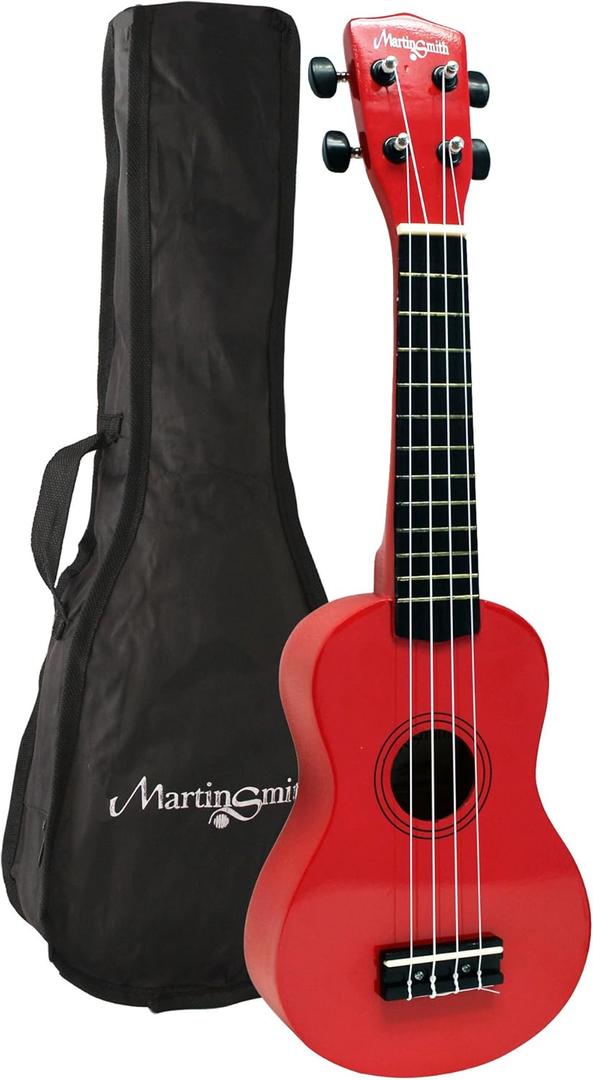 RockJam Soprano Ukelele with Gig Bag (Kids Red)