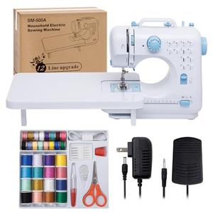 Sewing Machine for Beginners with Extension Table Portable Mini Sewing Machines Kit Supplies 12 Built-in Stitches with Needles Assorted Thread Kit Starter Kit Easiest for Adult and Kids