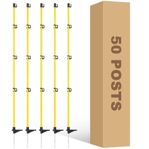 50 Pcs 46"Fiberglass Step in Electric Fence Posts,Portable Temporary Stakes