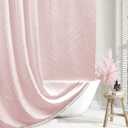 Siiluminisoy Pink Shower Curtain Cute Shower Curtain Fabric Shower Curtains for Girl Tufted Leaves Textured Striped Modern Cloth Shower Curtains for Bathroom, 72" x72"