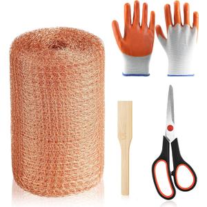 Copper Mesh Rodent Control, 5 in x 50ft Premium Copper Wool for Mice Rat Rodent, Bat & Snail, Copper Mesh Roll for Weep Hole Filler, DIY Pest Blocking for Home and Garden