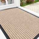 OLANLY Front Door Mat Indoor Outdoor Entrance, Waterproof Heavy Duty Doormat, Fade Resistant, Low Profile, Easy Clean Patio Porch Welcome Floor Mats for Entry, 35x23, Beige