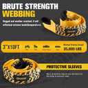 BUNKER INDUST Heavy Duty Tow Strap, 3" x 10ft Tree Saver Winch Strap 35,000 lbs Recovery Straps - Emergency Vehicle Off Road Towing Rope (Bag Not Include)