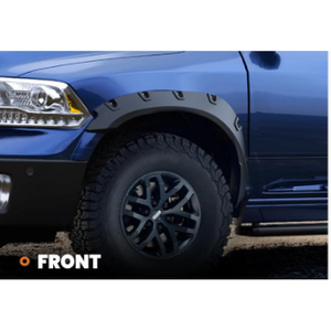 Smooth Black Pocket Bolt-Riveted Fender Flares Compatible for 2014-2019 Chevrolet Silverado 1500 2500 3500HD 97.6" 78" Fleetside Beds Front Rear Wheel Flare Paintable 2 pcs