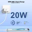 iPhone 17 16 15 Car Charger, 20W Dual Port USBC Fast Car Charger with 20W PD Type C Adapter + 2Pack 3FT USB C to C Charging Cable Fast Charging for iPhone 17/17 Pro/Air/16e/16/15 Pro Max/Airpods/iPad