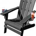 Folding Adirondack Chairs with Cup Holder, Adjustable Reclining Back Chair, 1 Pack