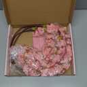 Sunm Boutique Silk Cherry Blossom Branches, Artificial Cherry Blossom Tree Stems Faux Cherry Flowers Vase Arrangements for Wedding Home Decor, Pink Cherry Blossom, Set of 3