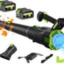 Leaf Blower, 21V Electric Cordless Leaf Blower with 2 x 4.0Ah Batteries and Charger, 3 Speed Mode Blower, Lightweight Leaf Blowers for Blowing Leaves, Patio Cleaning, Lawn Care and Dust (Green)