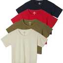 Real Essentials 4 Pack: Women's Cotton Short Sleeve Crop Top – Cropped Casual Crew Neck T-Shirts (Plus Size) Set 4, M