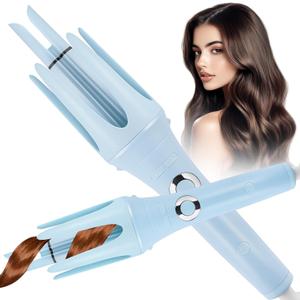 JAMIEWIN Automatic Hair Curler, 28mm Rotating Curling Iron with 3 Temperatures, Fast Heating Curling Tongs Anti-Scald, Anti-Tangle Curling Wand with Negative Ions for Medium Long Hair Blue