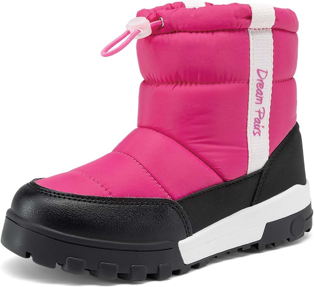 DREAM PAIRS Boys Girls Winter Snow Boots Slip Resistant Outdoor Cold Weather Boots with Faux Fur Lining (8 Toddler, Baby Pink)