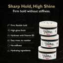 Pomade Strong Hold, High Shine, and Hydrating Formula with Pro-Vitamin B5 Tobacco Vanilla Scent 4 oz