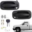 Exterior Door Handles, w/Lock Cylinders & Keys Compatible With Chevy GMC Cadillac Vehicle 1999-2007 Silverado Suburban Tahoe Avalanche, Sierra Yukon, Escalade Replaces# 15034985, 15034986 (2Pair)