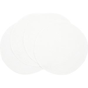 SHACOS Round Braided Placemats Set of 4 Washable Round Table Mats for Dining Table 15 inch (White, 4)