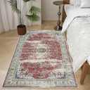 3x5 Washable Rug Indoor, Boho Non-Slip Low Pile Ultra Soft Area Rug Carpet for Bedroom, Entryway, Kitchen, Living Room, Office (Red)