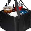 Reusable Drink Carrier with Handle, Insulated Drink Holder Bag with Adjustable Dividers, 600D Oxford Fabric Cup Carrier Drink Caddy for Delivery Car Coffee & Beverages, 4 Cups