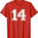 Number 14 Fourteen Distressed Vintage Sports Team Training T-Shirt XL